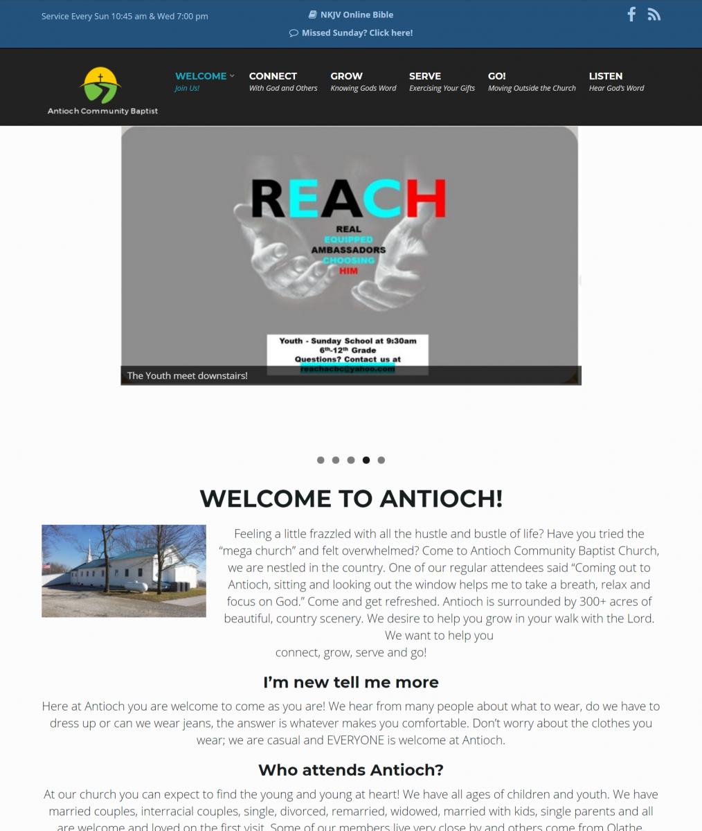 Antioch Community Baptist Church Website:  BEFORE