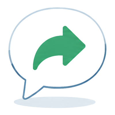 A speech bubble with a curved share arrow, the social distribution icon
