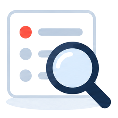 A magnifier over a short list, the campaign build icon