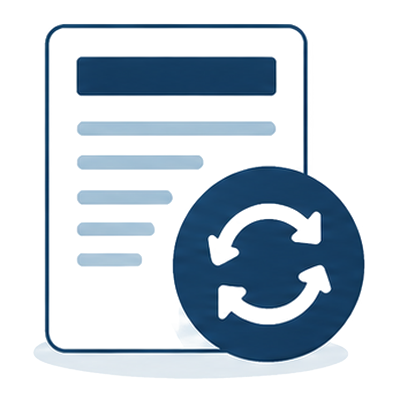 A page with a circular refresh arrow, the refresh not rewrite icon