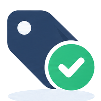 A tag with a green check mark, the tracking verified icon